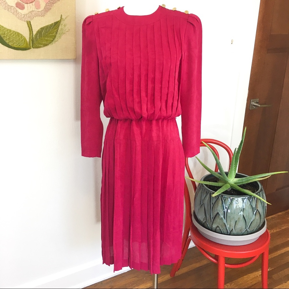 Vintage 80's Hot Pink Secretary Dress